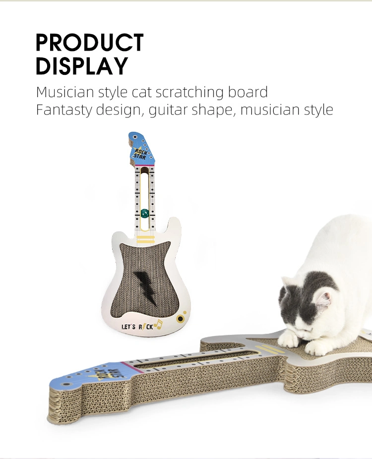 Economical Guitar Shaped Reinforced Corrugated Paperboard Cat Scratched Toy