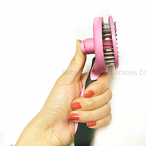 Pink Pet Grooming Comb Hair Brush Push Hair Remove